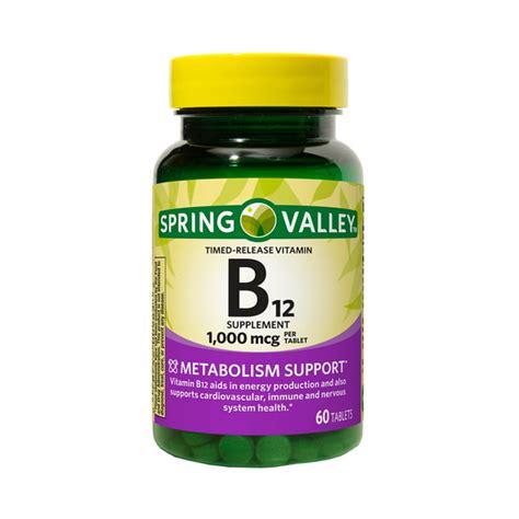 Spring Valley Vitamin B12 Timed-Release Tablets, 1000 mcg, 60 Count ...