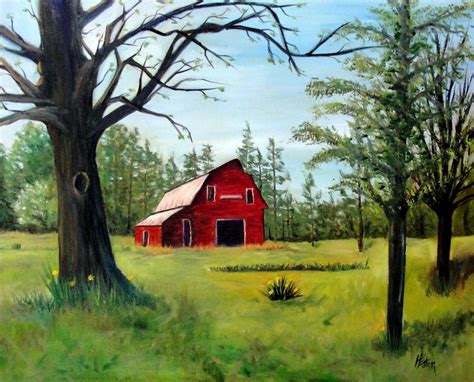 Word Weaver Art: Red Barn in Springtime