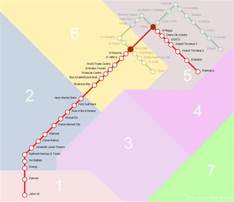 Dubai Metro Red Line - Stations, Route Map