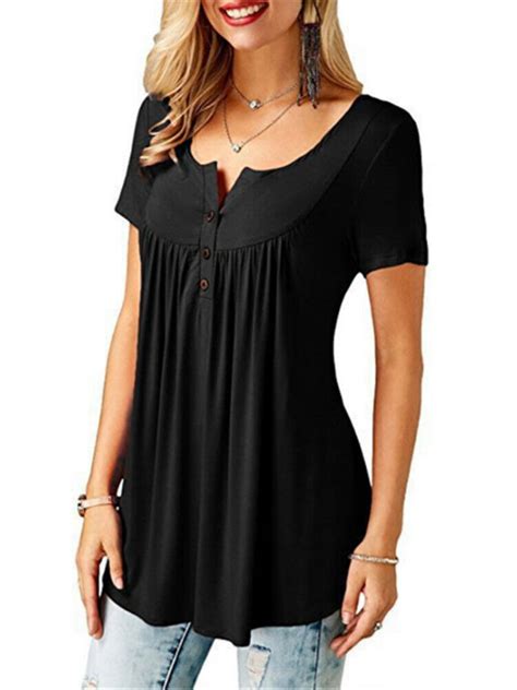 IZhansean - IZhansean Women's V Neck Baggy Peplum Tunic Tops Summer ...