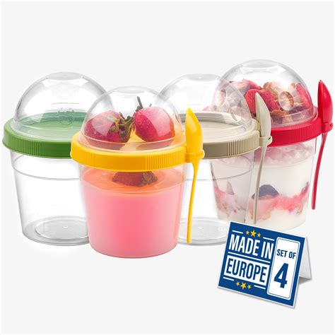 CRYSTALIA Yogurt Parfait Cups with Lids, Mini Breakfast On the Go ...