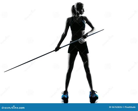 Woman Javelin Thrower Silhouette Stock Photo - Image: 56763826