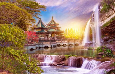 Landscape with a Waterfall puzzle in Waterfalls jigsaw puzzles on ...