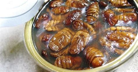 Silky texture...silkworm pupae soup To prepare Beondegi, the cocoons ...