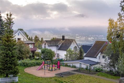 Wooden Houses in a Residential Area of Tromso, Norway Editorial ...