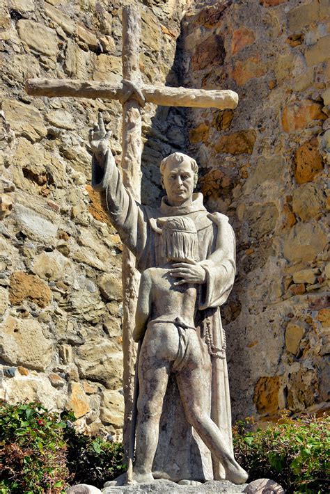 Father Serra and Indian Boy Statue at Mission San Juan Capistrano in ...