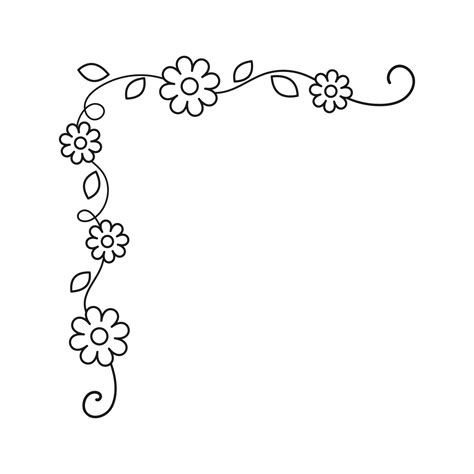 Spring floral corner borders. Flower page decoration doodle vector ...