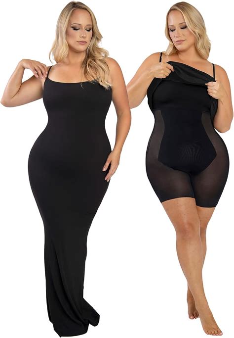 Popilush Shaper Dress Bodycon Maxi/Mini Built In Shapewear Bra 8 In 1 ...