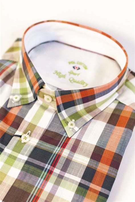 CAMISA CUADROS NARANJA Y VERDE