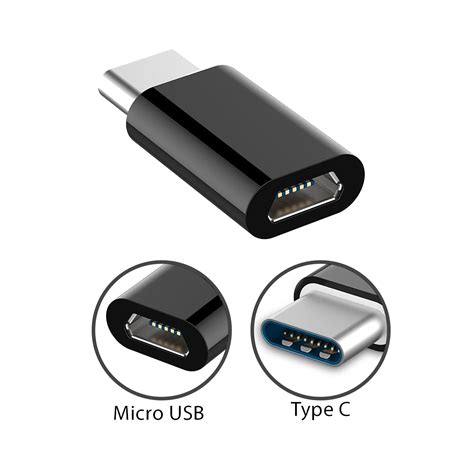 Type-C Adapter Micro USB Female to USB C Male Connector Data Sync Fast ...