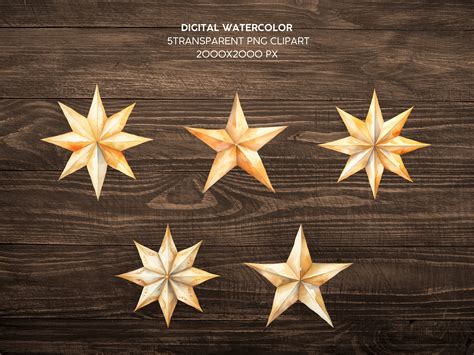 Christmas Star Clipart, Star of Bethlehem, Gold Christmas Watercolor ...