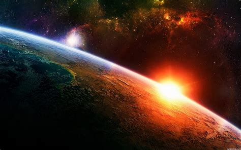 HD wallpaper: Sunrise Earth in space | Wallpaper Flare