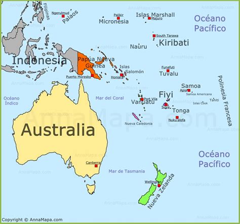 Mapa de Oceanía | Mapa Politico de Oceanía | Países de Oceanía ...