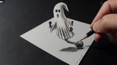 Drawing a 3D Ghost, Trick Art - YouTube