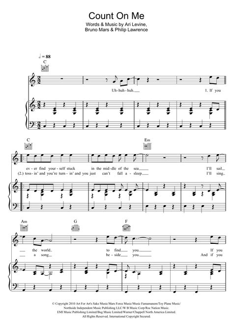 Bruno Mars - Count On Me at Stanton's Sheet Music