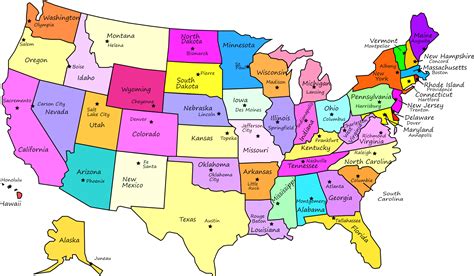 Free Printable Map Of The United States With Capitals This Map Shows 50 ...