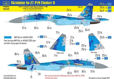 Su-27 P1M Flanker B Digital Camouflage decal sheet