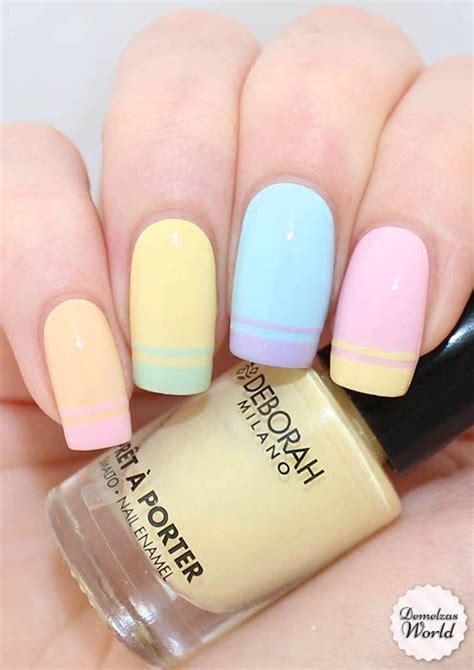 Striped Pastel Nails - Pretty Designs