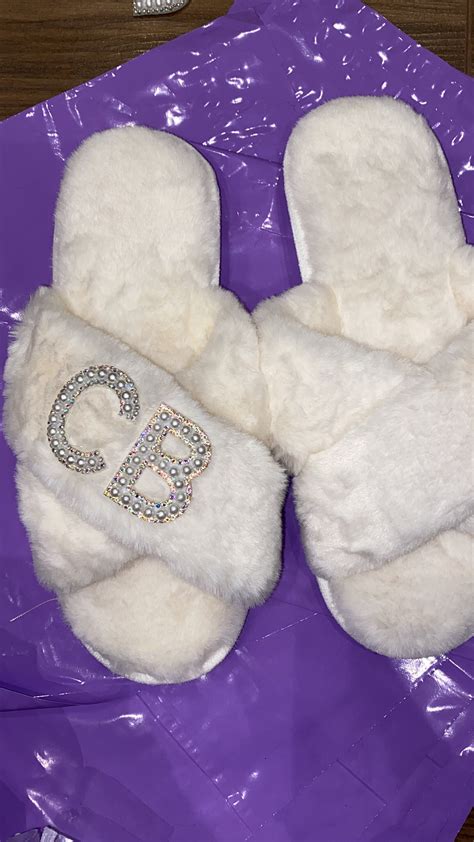 WHITE fluffy personalised slippers | Etsy