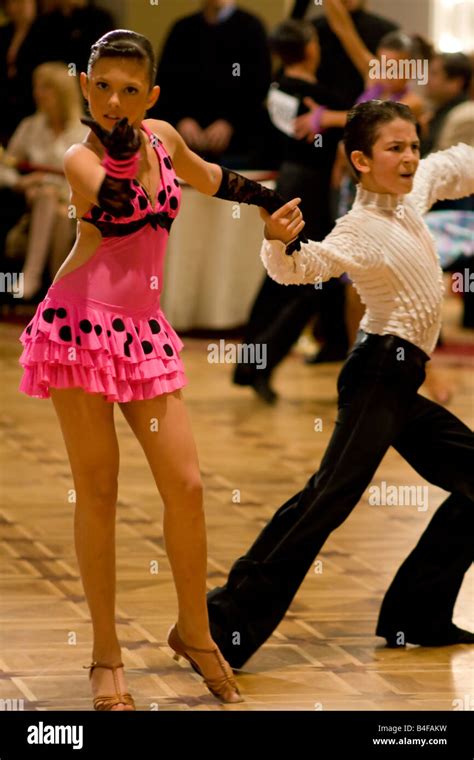 Young dancers posing. Ballroom dance competition "Saint-Petersburg Cup ...