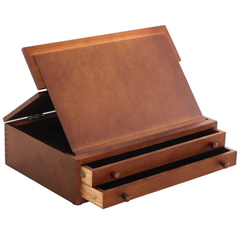 Buy U.S. Art Supply Walnut Color 2-Drawer Wooden Storage Box with Fold ...