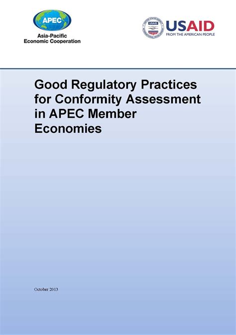 Good Regulatory Practices for Conformity Assessment in APEC Member ...