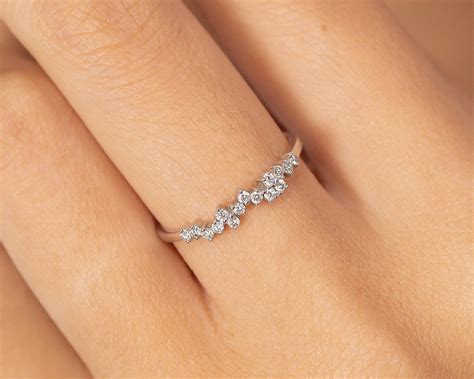 Cluster Wedding Ring, Diamond Cluster Ring, Unique Diamond Stackable ...