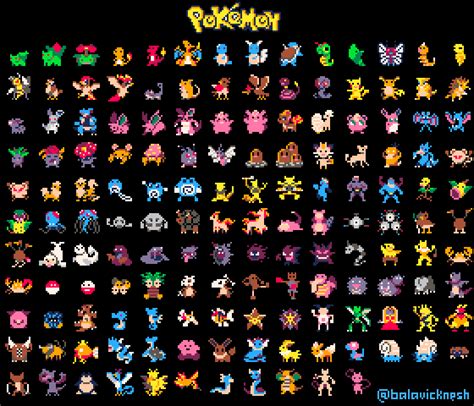 All 151 Gen 1 Pokemon Pixel Art by me! : r/pokemon