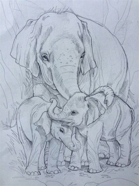 Mother And Baby Elephant Drawing at GetDrawings | Free download