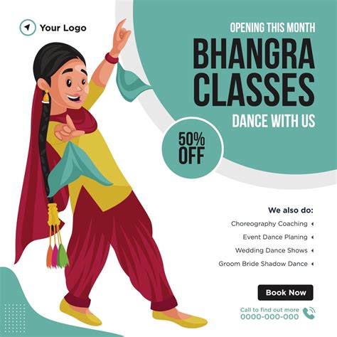 Banner design of bhangra classes opening this month 2386639 Vector Art ...