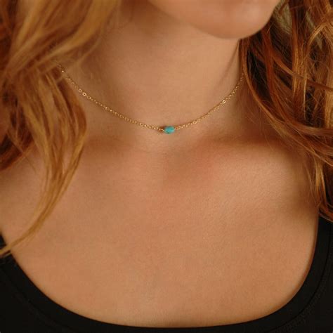 Turquoise Nugget Choker Necklace Gold Silver or Rose Gold - Etsy