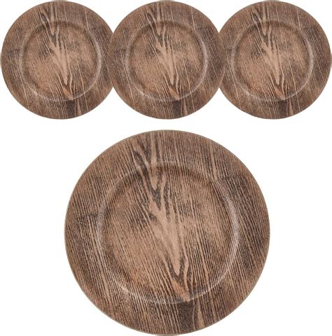 Set of 4 Rustic Wood Decorative Charger Plates for Weddings in Nepal at ...