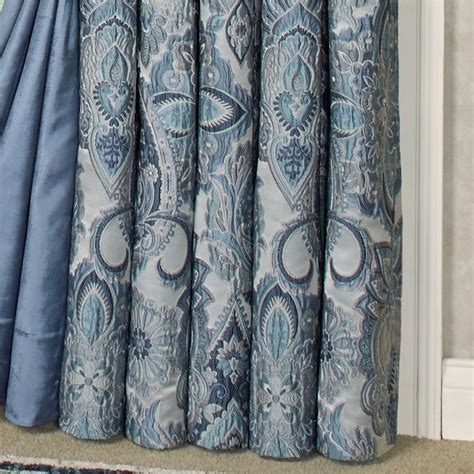 Arabelle Jacobean Damask Curtain Pair Blue | Blue comforter sets ...