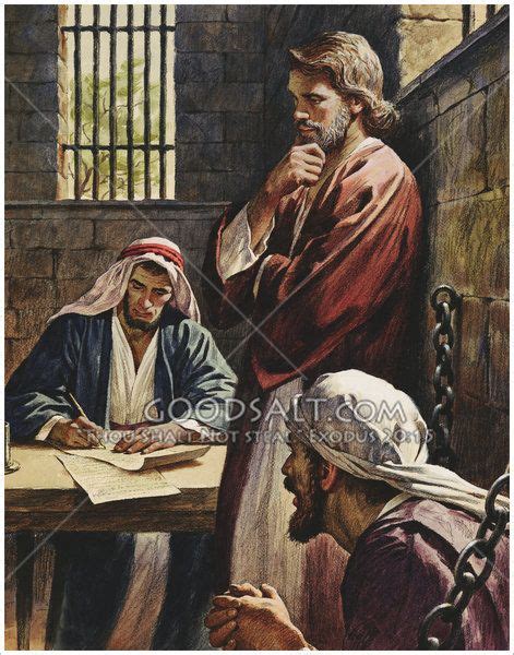 Paul dictates a letter to others while he is in prison. | Bible artwork ...