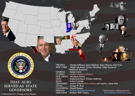 Map of the United States showing US Presidents that also served as ...