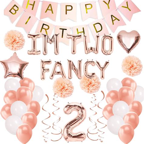 Buy Im Two Fancy Birthday Decorations, Second Birthday Decorations Girl Boy, Im Two Fancy ...