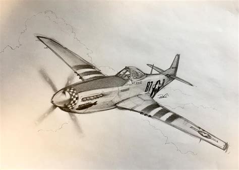 P-51D Mustang sketch by https://www.deviantart.com/robthedoodler on ...