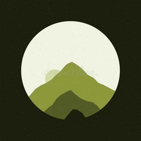 Grass Green Color Mountains Rocks Silhouette Art Logo Design ...