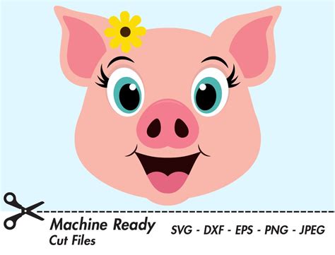 Cute Pig SVG Cut Files, Pigs Clipart, Pig Face Clip Art, Country Farm ...