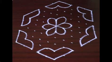 Easy Rangoli Design with 11X6 Dots | Rangoli Designs | Kolam Designs ...