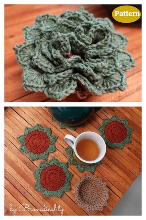 7 Surprise Plant Pot Coaster Set Crochet Patterns | Crochet succulent ...