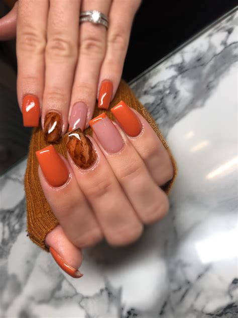 Gorgeous Brown And Orange Nail Designs | The FSHN