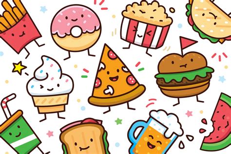 Food Doodle Toolkit (51988) | Characters | Design Bundles | Cute food ...