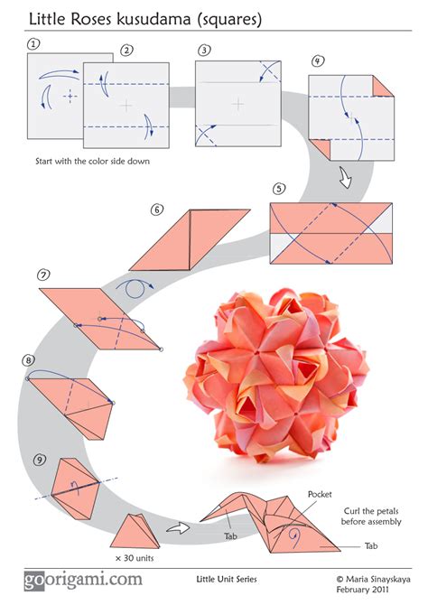 Origami Kusudama Ball Instructions