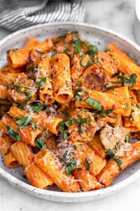 25-Minute Creamy Chicken Sausage Pasta - Eat the Gains