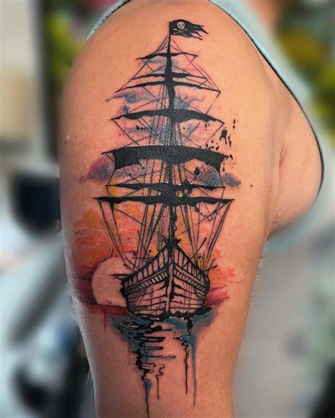 Pirate Ship Tattoo Drawing