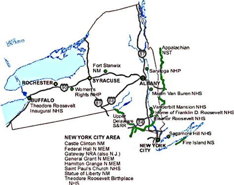 New York State National Parks Map NYS NY