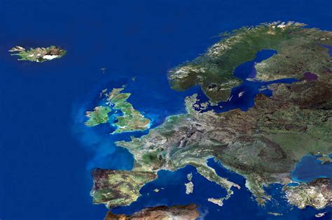 In high resolution detail satellite photo of Europe | Europe | Mapsland ...