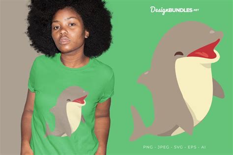 Funny Dolphin Vector Illustration For T-Shirt Design