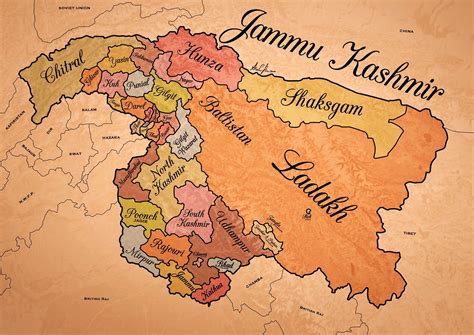 The State of Jammu and Kashmir as it was at its largest extent under ...